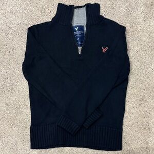 American Eagle Outfitters Navy and Gray Zip-Up Sweater